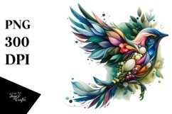 Vibrant Bird with Flowers, PNG Product Image 1