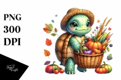 Baby Turtle with Basket Autumn Vegetables | Sublimation | Product Image 3