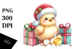 Funny Chicken with Santa Hat PNG Product Image 1