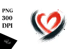 Simple Paintbrush Winged Heart PNG Product Image 1