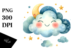 Simple Smiling Whimsical Cloud PNG Product Image 1