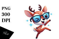 Silly Cartoon Deer with Bow Tie, PNG Product Image 1