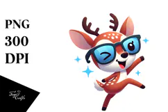 Silly Cartoon Deer with Bow Tie, PNG Product Image 1
