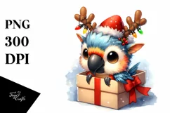 Cool Macaw with Reindeer Horns PNG Product Image 1
