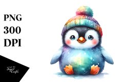 Colorful Watercolor Baby Penguin Sublimation Clipart Product Image 3