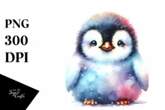Colorful Watercolor Baby Penguin Sublimation Clipart Product Image 3