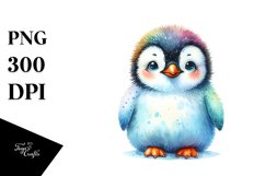 Colorful Watercolor Baby Penguin Sublimation Clipart Product Image 3