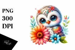 Colorful Baby Owl Cuddling Clipart Product Image 1