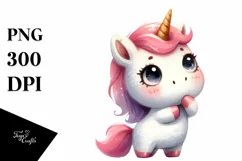 Expressive Funny Baby Unicorn PNG Product Image 1