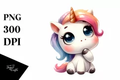 Funny Unicorn with Big Eyes PNG Product Image 3
