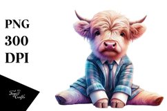 Colorful Baby Highland Cow in Contemporary Dancer&#039;s Outfit, Product Image 1