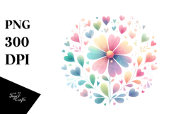 Boho Heart Flower PNG Product Image 1