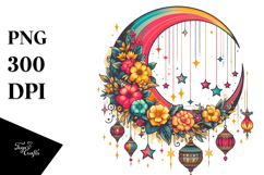 Colorful Half Moon with Stars PNG Product Image 1
