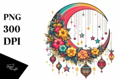 Colorful Half Moon with Stars PNG Product Image 1