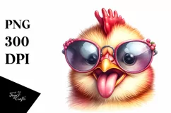 Chicken Portrait Sunglasses Whimsical Clipart Product Image 3