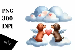 Dachshund with Heart in Watercolor PNG Product Image 1