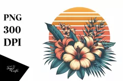 Vintage Tropical Flower Sunset Clipart Product Image 3