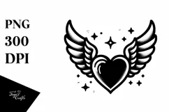 Heart with Wings Tattoo PNG Product Image 1