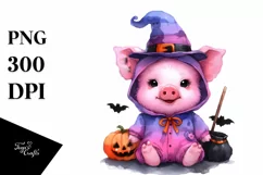Cute Baby Pig Halloween Clipart Product Image 1