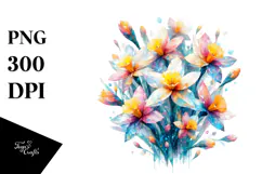 Colorful Diamond Narcissus Flower PNG Product Image 1