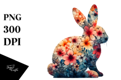 Sitting Bunny Silhouette made of Abstract Flowers, White Product Image 1