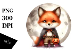 Cute Baby Fox, Washed Watercolor PNG Product Image 1