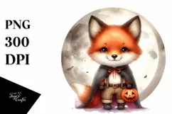 Cute Baby Fox, Washed Watercolor PNG Product Image 3
