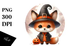 Cute Baby Fox, Washed Watercolor PNG Product Image 1