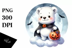 Cute Baby Polar Bear Halloween PNG Product Image 3