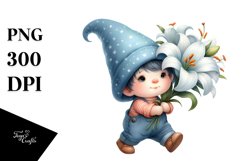 Cute GNOME with Lily PNG Product Image 1