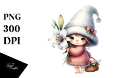 Gnome with Huge Hat and Lily, Transparent PNG Product Image 1