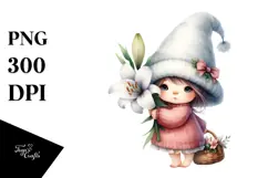 Gnome with Huge Hat and Lily, Transparent PNG Product Image 1