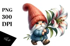 Gnome with Huge Hat and Lily, Transparent PNG Product Image 1