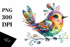 Watercolor Vibrant Bird Colorful Clipart Product Image 3