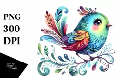 Watercolor Vibrant Bird Colorful Clipart Product Image 1