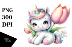 Cute Baby Unicorn | Watercolor Pastel Product Image 3