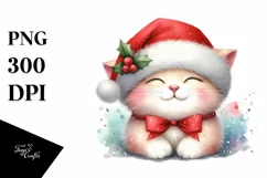 a Cute Christmass Cat with Santa Hat PNG Product Image 3