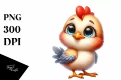 Watercolor Baby Rooster Standing | Clipart Product Image 1