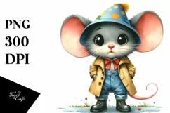 Baby Mouse in Raincoat and Party Hat | Clipart Product Image 3