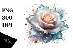 Red Rose with Golden Insertions PNG Product Image 1