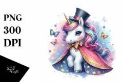 Colorful Baby Unicorn with Magician's Cape Product Image 1