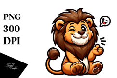 Silly Lion with Winking Eye PNG Product Image 1