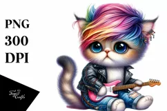 Colorful Cat with Cool Haircut PNG Product Image 3