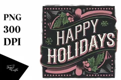 Retro Happy Holidays Christmas Png Product Image 5