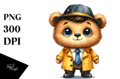 Cheerful Bear in Tie and Raincoat | Clipart Product Image 1