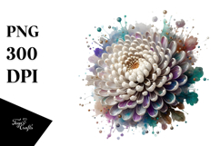 Chrysanthemum with Metallic Accents PNG Product Image 1