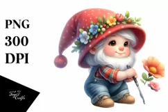 Cute Baby Gnome Playing Golf With Flowers Pastel Style Product Image 3