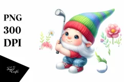 Cute Baby Gnome Playing Golf With Flowers Pastel Style Product Image 3