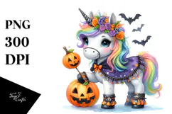 Vibrant Halloween Unicorn PNG Product Image 1