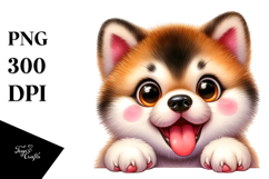 Watercolor Baby Cartoon Akita PNG Product Image 1